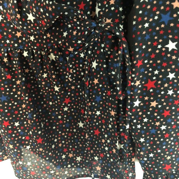 MADEWELL Long Sleeve Silk Ruffle-Hem Wrap Top in Starry Night SMALL - Picture 8 of 10